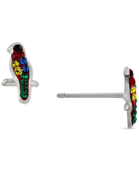 Multicolor Crystal Parrot Stud Earrings in Sterling Silver, Created for Macy's
