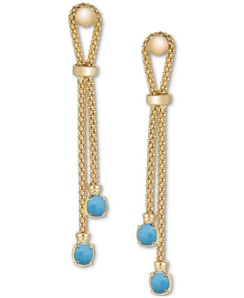 Turquoise Popcorn Link Chain Drop Earrings in 14k Gold-Plated Sterling Silver