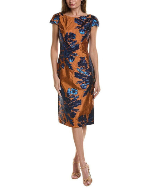 Rene Ruiz Brocade Sheath Dress Women's Orange 4