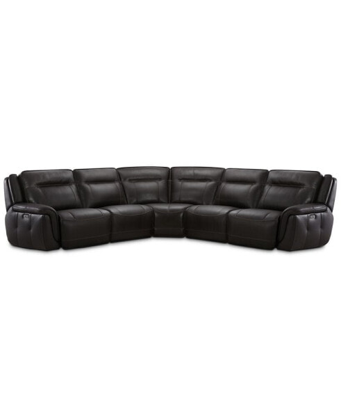 Lenardo 5-Pc. Leather Sectional with 2 Power Motion Recliners, Created for Macy's