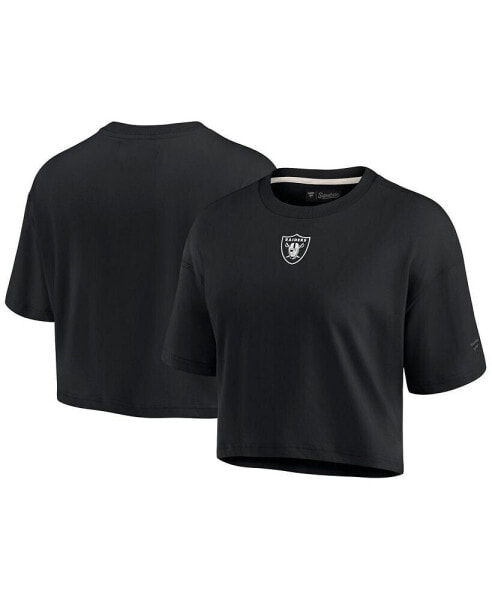 Women's Black Las Vegas Raiders Super Soft Short Sleeve Cropped T-shirt