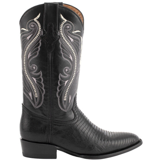 Ferrini Teju Lizard Round Toe Cowboy Mens Black Casual Boots 11111-04