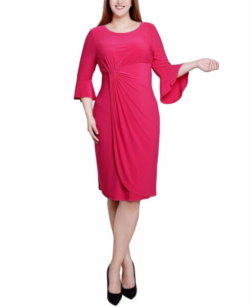 Petite 3/4 Length Trumpet Sleeve Dress