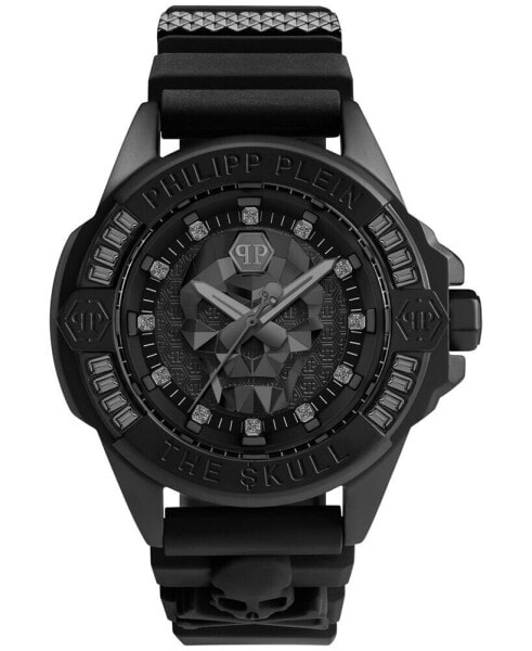 Men's The $kull Black Silicone Strap Watch 41mm