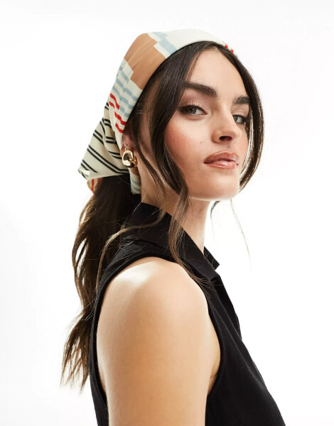 ASOS DESIGN spliced stripe large headscarf in multi