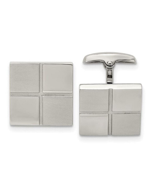 Stainless Steel Brushed and Polished Square Cufflinks