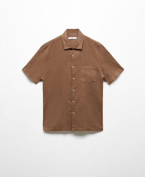 Men's Regular-Fit Linen Short-Sleeved Shirt