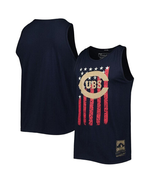 Men's Navy Chicago Cubs Cooperstown Collection Stars and Stripes Tank Top