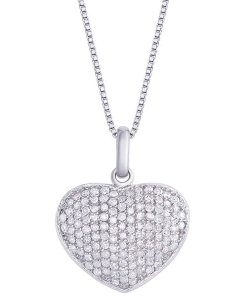 Macy's diamond 5/8 ct. t.w. Heart Locket Pendant Necklace in Sterling Silver