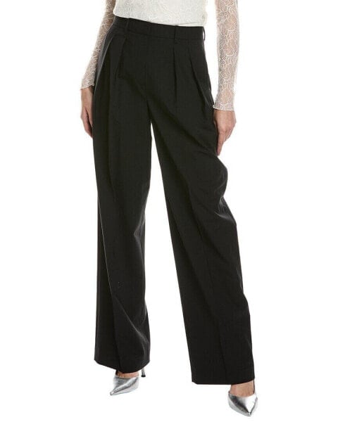 Theory Double Pleated Wool-Blend Pant Women's Black 4