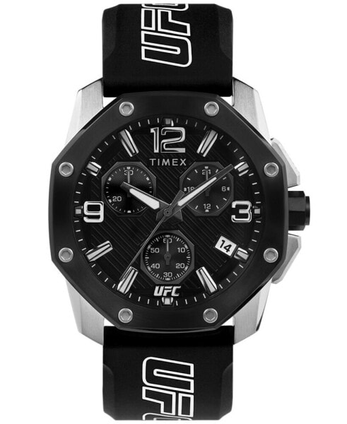 UFC Men's Quartz Icon Silicone Black Watch, 45mm
