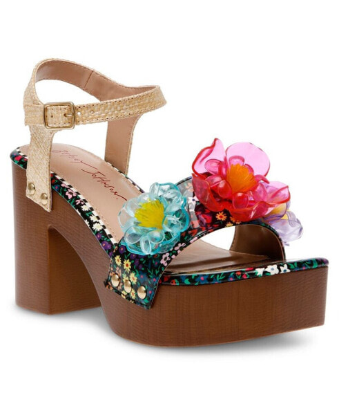 Women's Elayne Flower Wooden Platform Dress Sandals