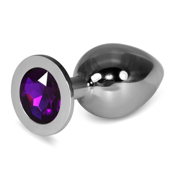 Анальная пробка Lovetoy Metal Butt Plug RoseBud Classic с фиолетовым драгоценным камнем размер L