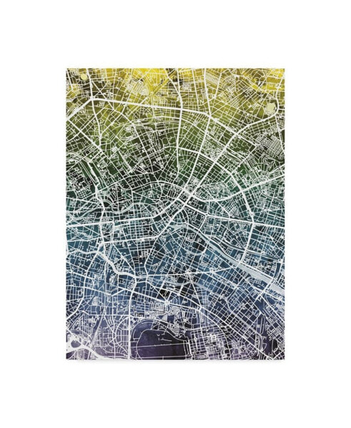 Michael Tompsett Berlin Germany City Map Blue Yellow Canvas Art - 20" x 25"