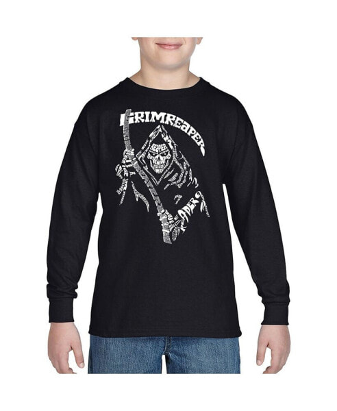 Boy's Child Word Art Long Sleeve - Grim Reaper T-shirt