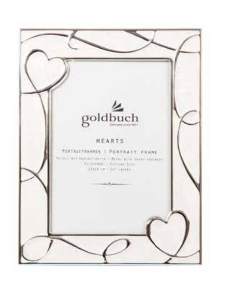 Фоторамка одиночная Goldbuch Hearts - Металлическая - Бежевая, белая - Настольная - 10 х 15 см - Прямоугольная
