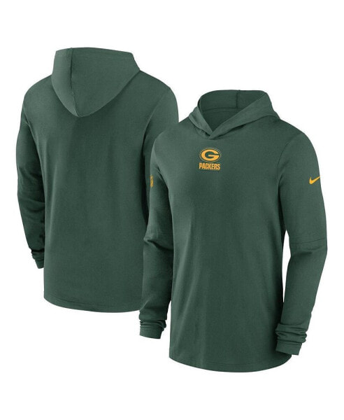 Men's Green Green Bay Packers Sideline Performance Long Sleeve Hoodie T-shirt