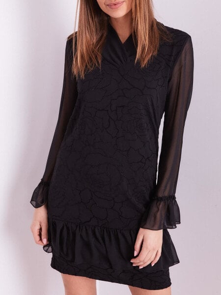Женское мини платье черное с оборками Factory Price
