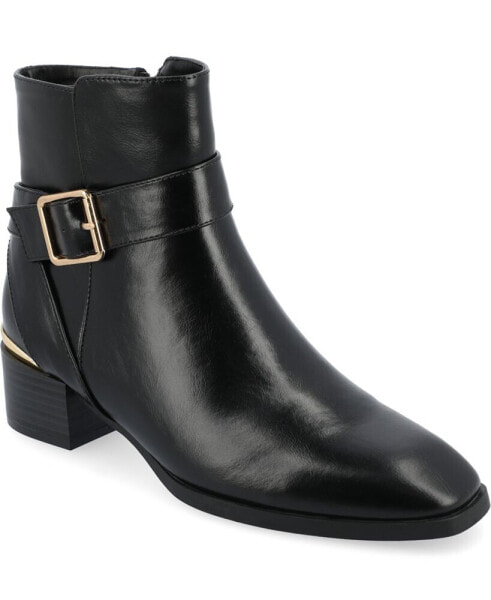 Полусапоги JOURNEE Collection женские Elley Tru Comfort Foam Stacked Block Heel Square Toe Booties