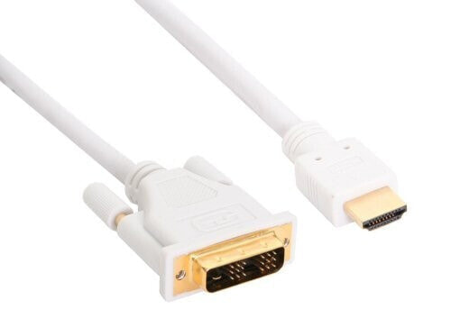 InLine HDMI to DVI Cable male / 18+1 male white gold 1m