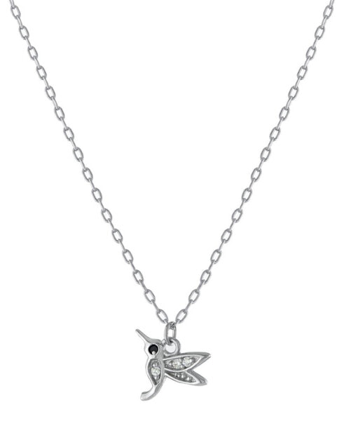 Cubic Zirconia Hummingbird Pendant Necklace in Sterling Silver, 16" + 2" extender, Created for Macy's