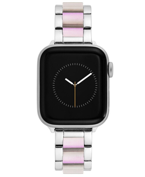 Women's Pink Iridescent Acetate with Silver-Tone Alloy Link Bracelet Compatible with 42mm/44mm/45mm/Ultra/Ultra 2 Apple Watch