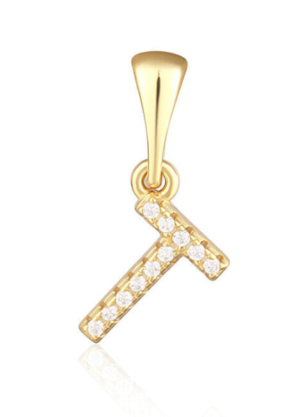 Gold-plated pendant with zircons letter "T" SVLP0948XH2BIGT