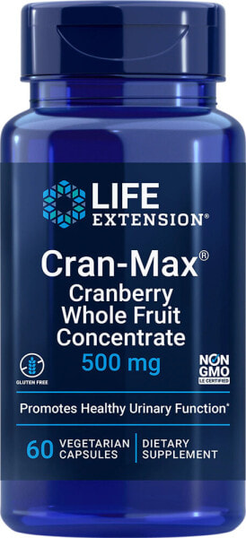 Life Extension Cran-Max Комплекс на основе клюквы для здоровой мочевой функции 500 мг 60 вегетарианских капсул