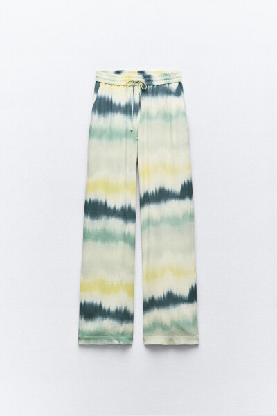 Flowing tie-dye print trousers