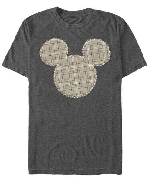 Men's Plaid Patch Mickey Short Sleeve T-Shirt