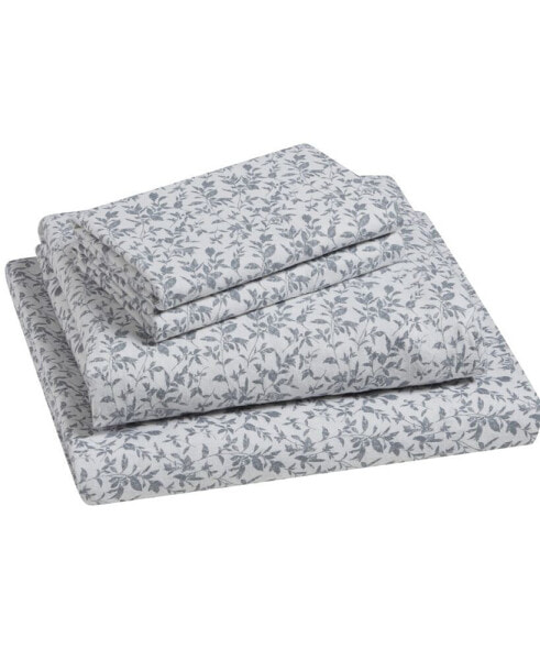 Home Flora 100% Cotton Flannel 4-Pc. Sheet Set, King