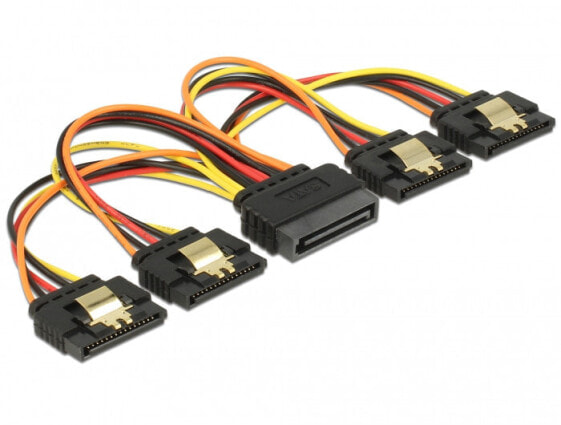Delock 60156 - 0.15 m - SATA I - SATA 15-pin - 4 x SATA 15-pin - Male/Male - Multicolour