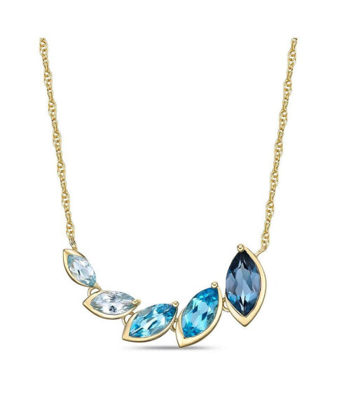 Macy's elegant Ombre Blue Topaz Marquise Bezel Set East West Pendant in 14K Yellow Gold Plated Over Sterling Silver