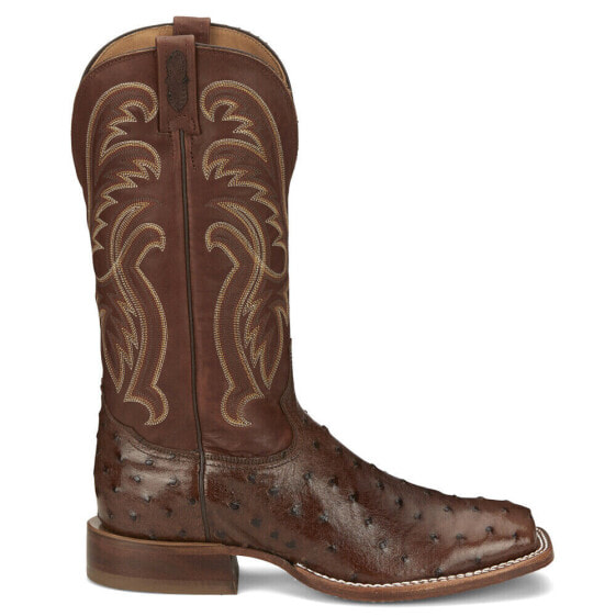 Tony Lama Jacinto Ostrich Square Toe Cowboy Mens Brown Casual Boots EP8268