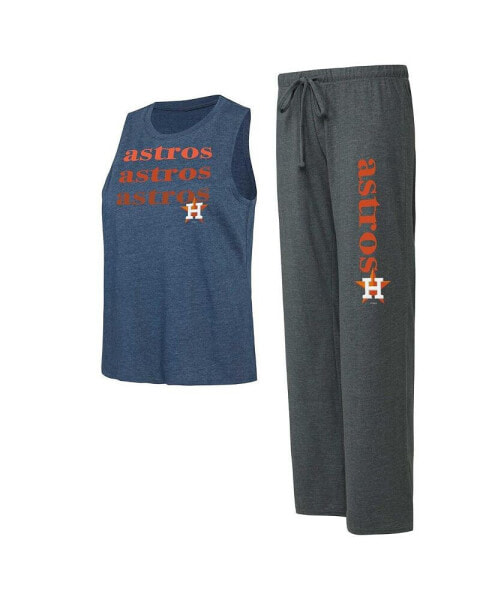 Women's Charcoal, Navy Houston Astros Meter Muscle Tank and Pants Sleep Set