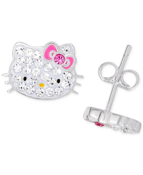 Hello Kitty Crystal & Enamel Stud Earrings in Sterling Silver, Created for Macy's