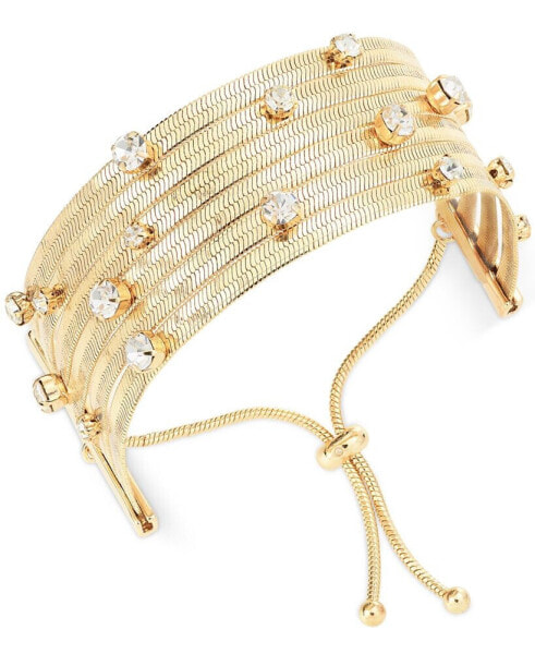 Crystal Studded Snake Chain Multi-Row Slider Bracelet, Created for Macy's