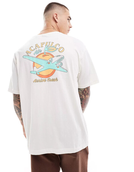 ONLY & SONS relaxed fit t-shirt with Acapulco back print in off white