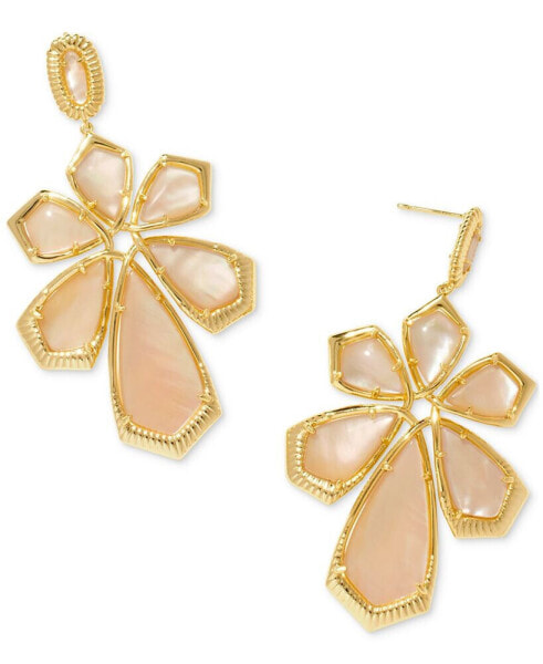 14k Gold-Plated Smooth & Textured Flower Statement Earrings