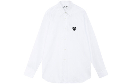 Рубашка мужская CDG Play с вышивкой сердца белая