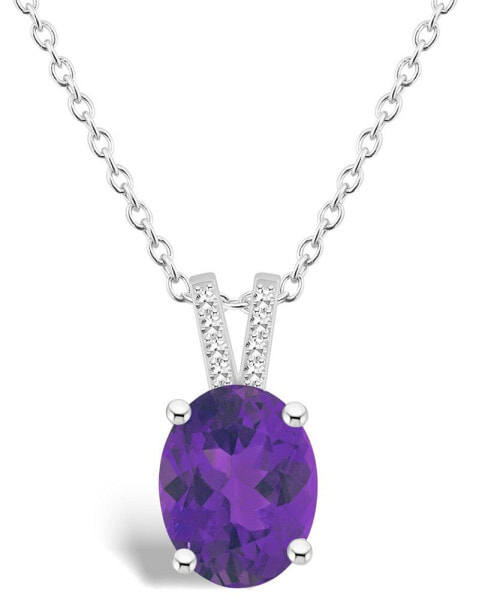 Women's Amethyst (2-1/2 ct.t.w.) and Diamond Accent Pendant Necklace in Sterling Silver