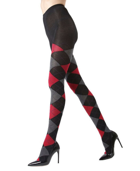 Women's Textured Argyle Patterned Sweater Tights