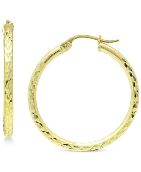 Medium Textured Hoop Earrings (30mm) in 18k Gold-Plated Sterling Silver, or Stirling Silver, Created for Macy's