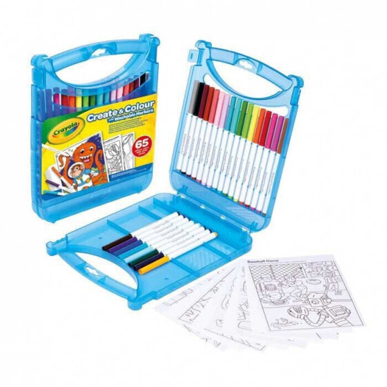 Crayola Create&Colour Смываемые фломастеры в кейсе для хранения, 65 цветов