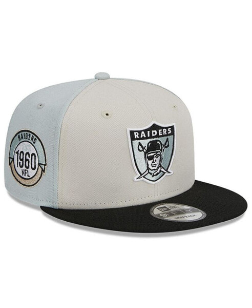 Бейсболка New Era мужская Черно-кремовая Las Vegas Raiders 2023 Sideline Historic 9FIFTY Snapback Hat