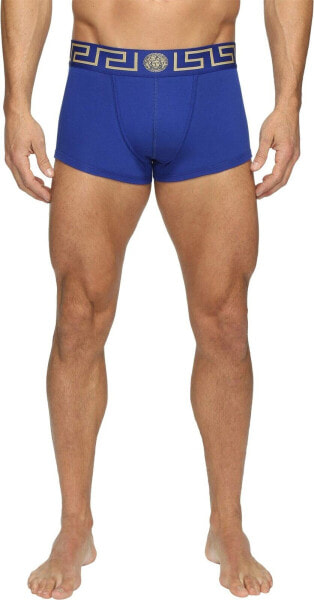 Versace 294483 Men's Iconic Low Rise Trunks Blue/Gold Size 4