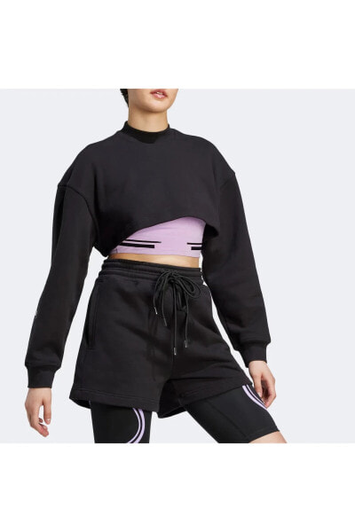 By Stella Mccartney Truecasuals Cropped Sportswear Kadın Siyah Sweatshirt
