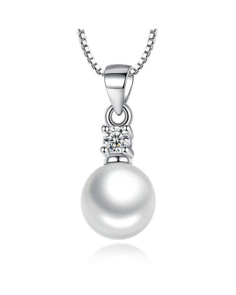 Pearl Pendant Necklace with Cubic Zirconia Accent Stone Necklace