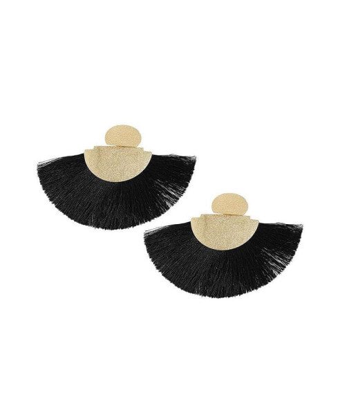 Women's Black Minimal Circular Stud Earrings