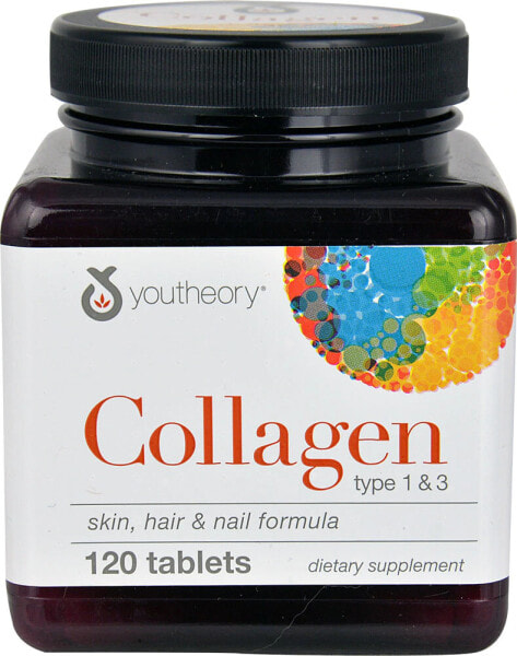 Youtheory Collagen Type 1 & 3 Коллаген I и III типа для кожи, волос и ногтей 120 таблеток